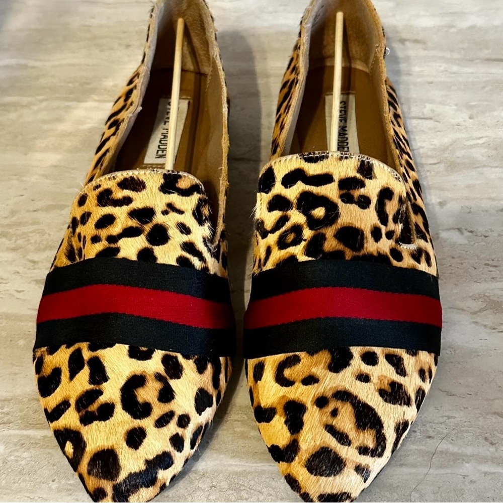 Steve Madden “Nema” Genuine Cow Hair Leopard Loafers, Size 9M